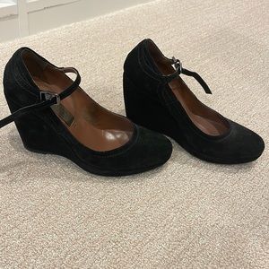 Black suede wedges
